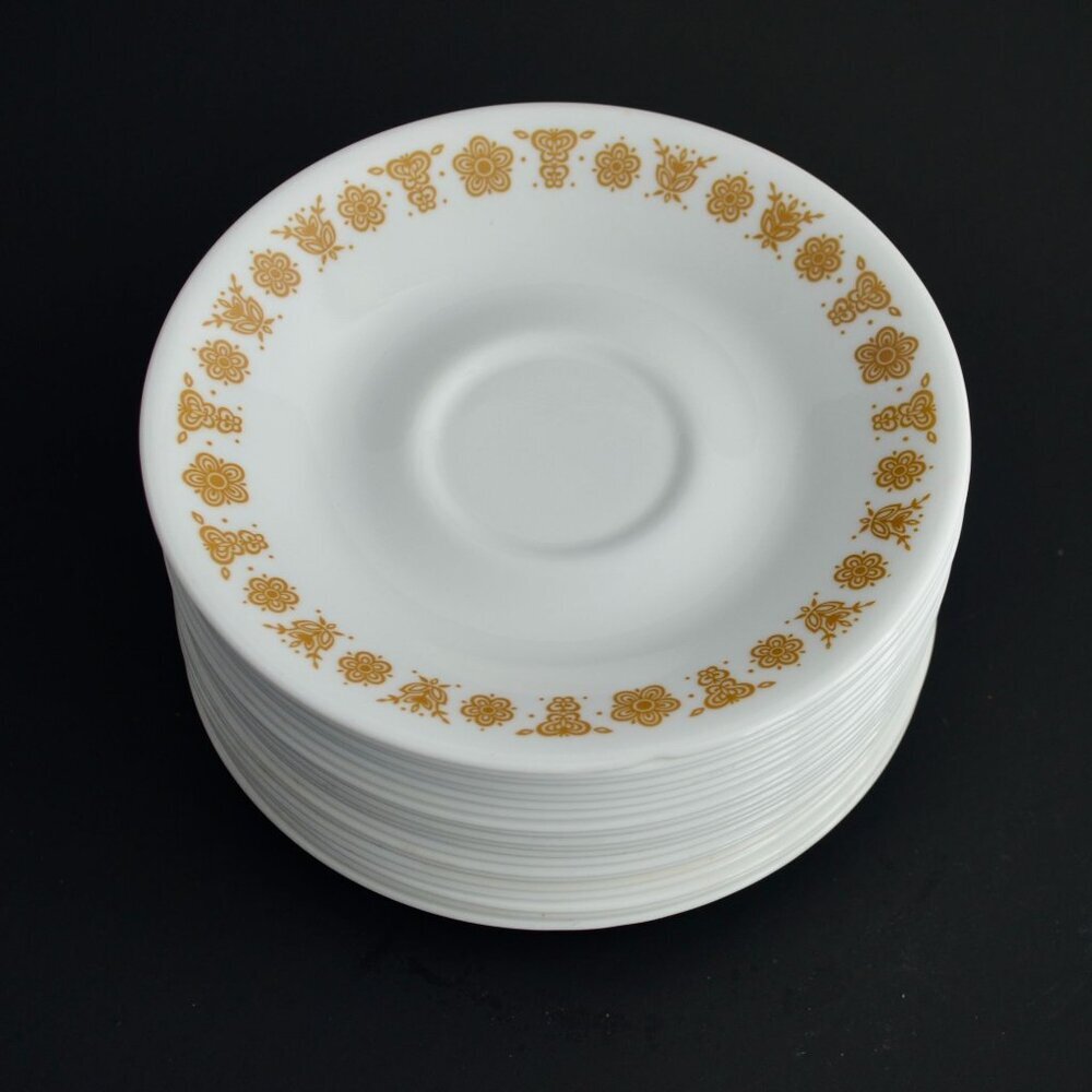 Corelle Butterfly Gold Saucers Plates Lot of 20